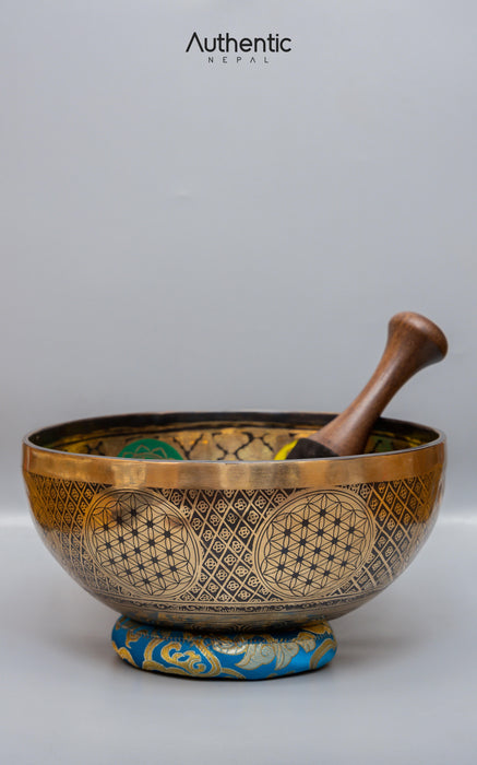 Tibetan 7 Chakra Yogi with Life of Flower Singing Bowl 25 CM