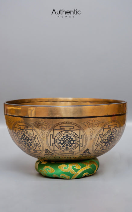 Green Tara And Mandal Etched Singing Bowls