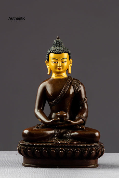 Oxidized & Gold Plated Amitabh Buddha Statue 20CM