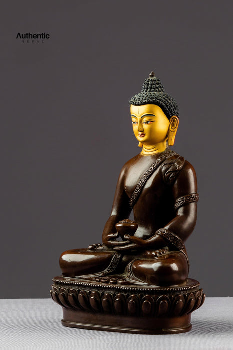 Oxidized & Gold Plated Amitabh Buddha Statue 20CM