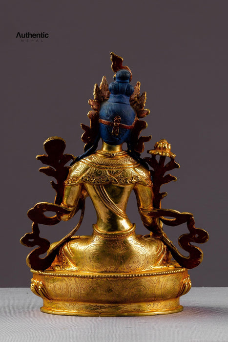 Gold Plated Tibetan Handcrafted  White Tara Statue 8"