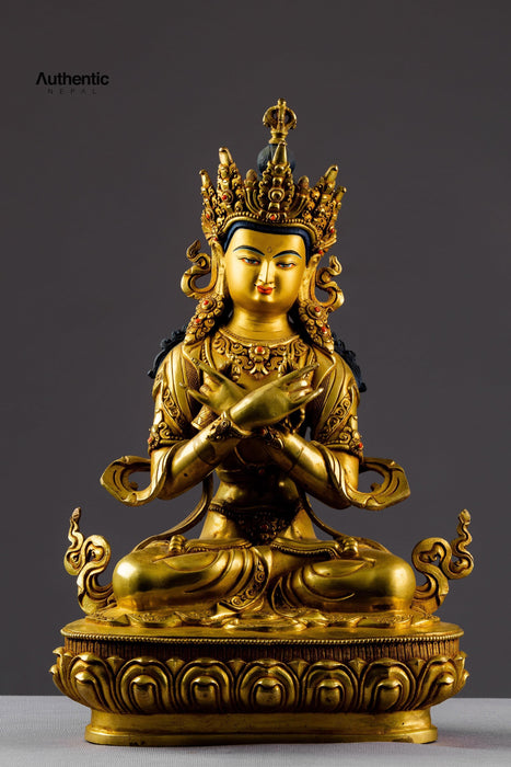 Fine Gold Plated Vajradhara Buddha Statue 16"