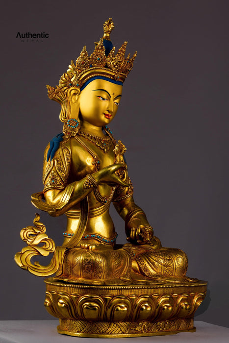 High Quality Gold Plated Vajrasattva Buddha Statue 19"