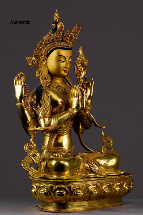 High Quality Gold Plated Chenrezig Statue 50 CM