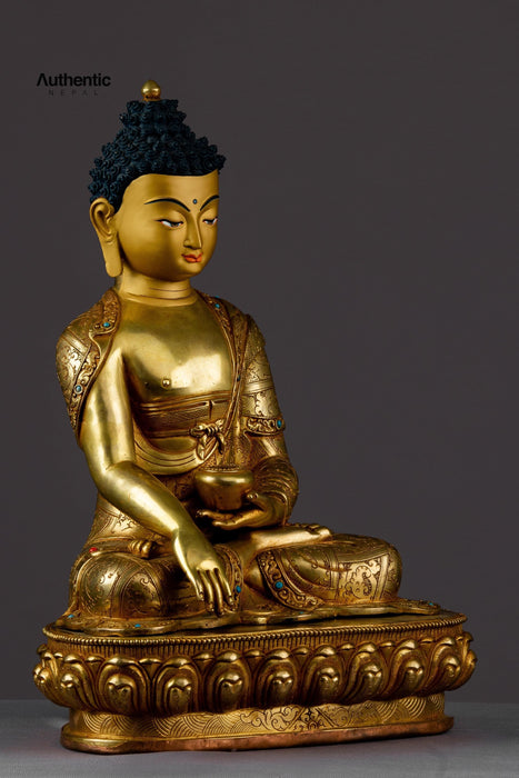 Gold Plated Shakyamuni Buddha Statue 14"