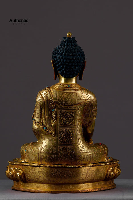 Gold Plated Shakyamuni Buddha Statue 14"