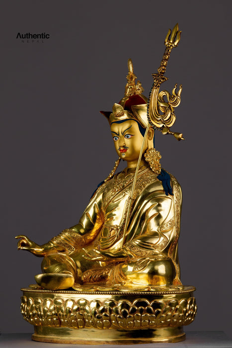 Guru Rinpoche Sculpture & Padmasambhava Gold Plated Handicraft Statue 50 CM