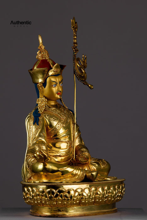 Guru Rinpoche Sculpture & Padmasambhava Gold Plated Handicraft Statue 50 CM