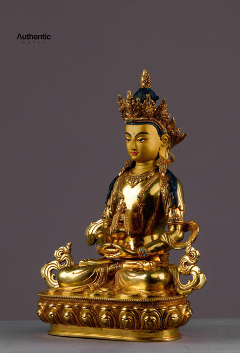 24k Gold Plated Amitayus Statue 33 CM