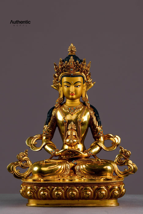 24k Gold Plated Amitayus Statue 33 CM