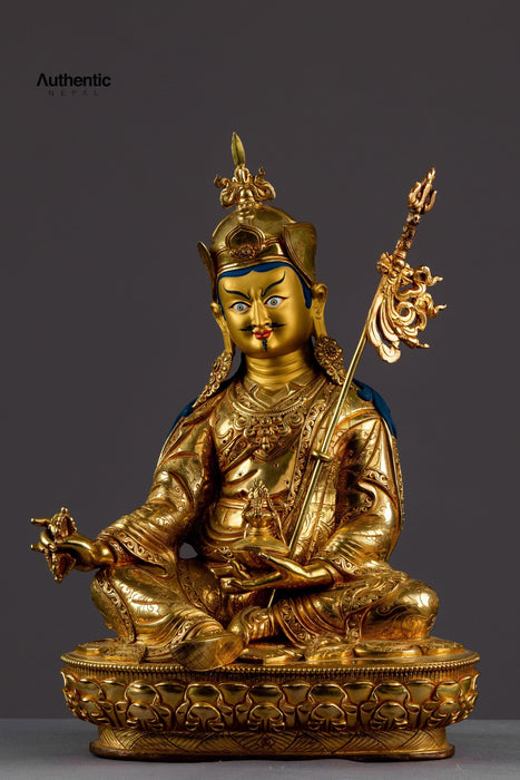 Gold Plated Handicraft Guru Rinpoche Statue 35 CM