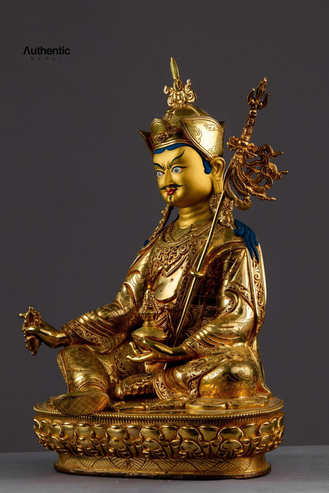 Gold Plated Handicraft Guru Rinpoche Statue 35 CM