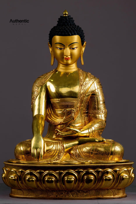 Gold Plated Shakyamuni Buddha Statue 22"