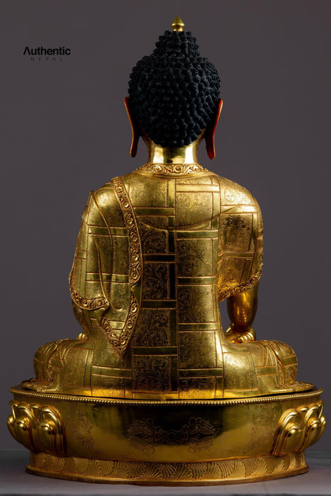 Gold Plated Shakyamuni Buddha Statue 22"