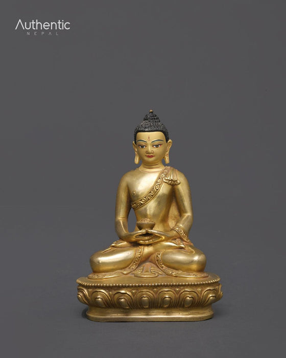 Gold Plated  Amitabh Buddha Sculpture 15 CM
