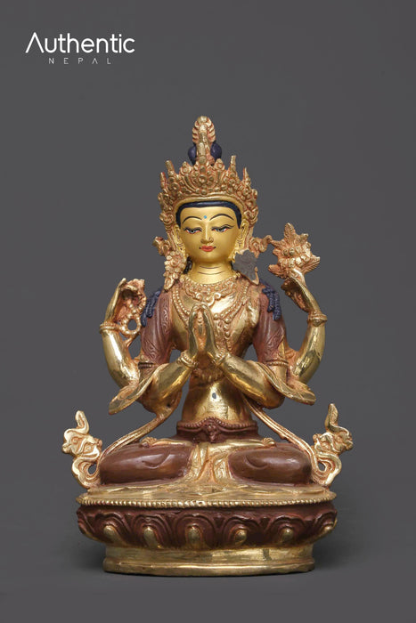 Tibetan Handmade bodhisattva Chenrezig Sculpture  22 CM