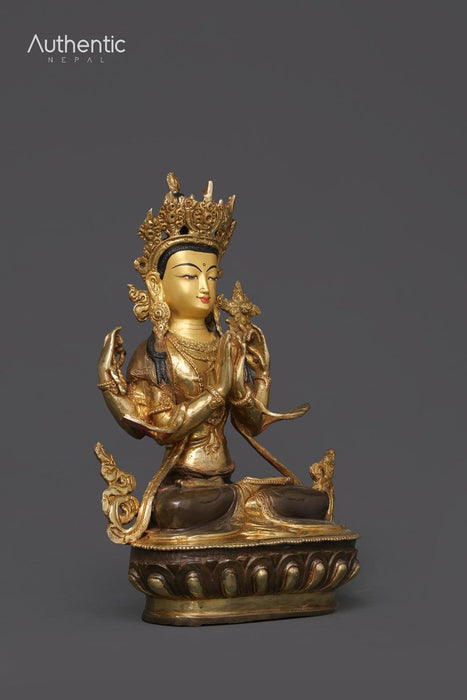 Oxidized & Gold Plated Chenrezig Statue 30 CM
