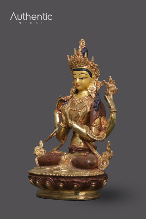 Tibetan Handmade bodhisattva Chenrezig Sculpture  22 CM