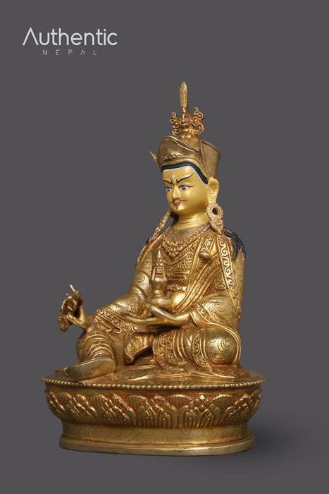 Gold Plated Guru  Rinpoche Sculpture 22 CM
