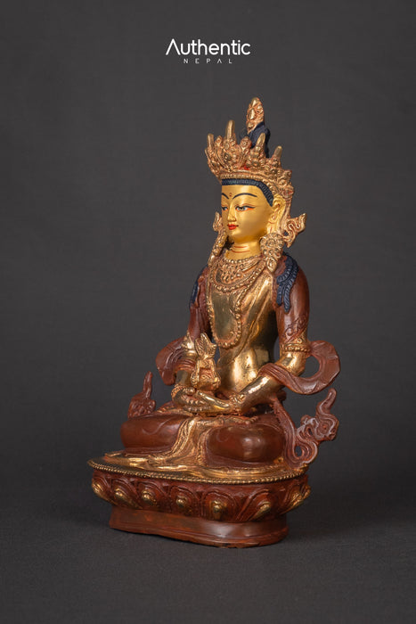 24k Gold Plated with Oxdizied Amitayus Statue 20 CM