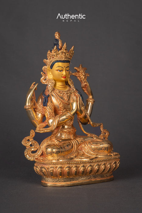 Golden Chenrezig Buddha Statue  20 CM
