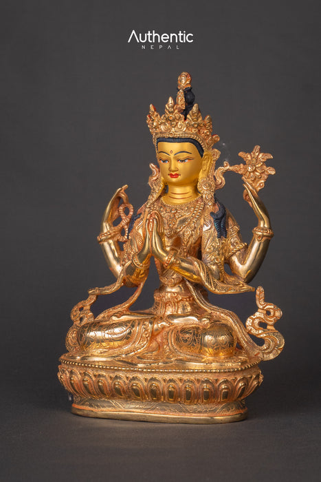 Golden Chenrezig Buddha Statue  20 CM