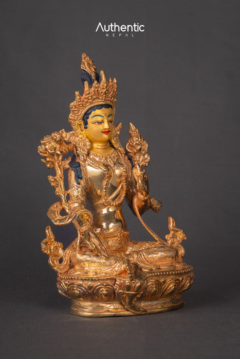 24k Gold Plated Green Tara Statue 20 CM