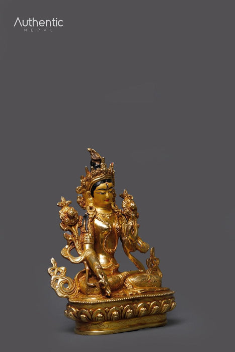 Tibetan 24K Gold Plated White Tara Statue 22 CM