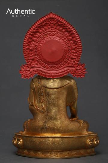 24k Gold Plated Shakyamuni Buddha Statue 14"