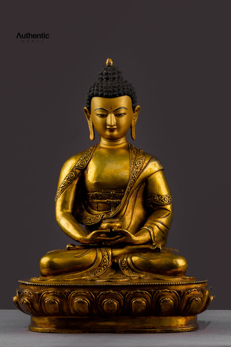 Shakyamuni, Amitabh & Medicine Buddha Set|  Black Gold Plated Statues 33"
